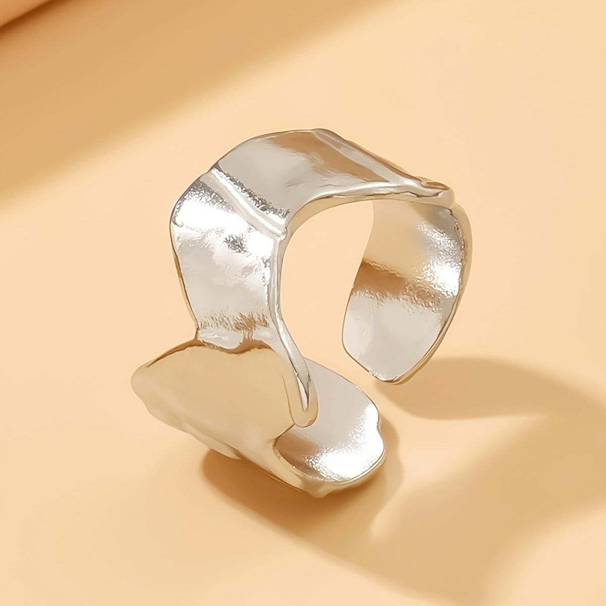 Vintage Embossed Stainless Steel Open Ring